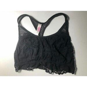 🛒 $9  #3456-2  PINK Victoria's Secret Bralette Bra Black Lace Size S/P